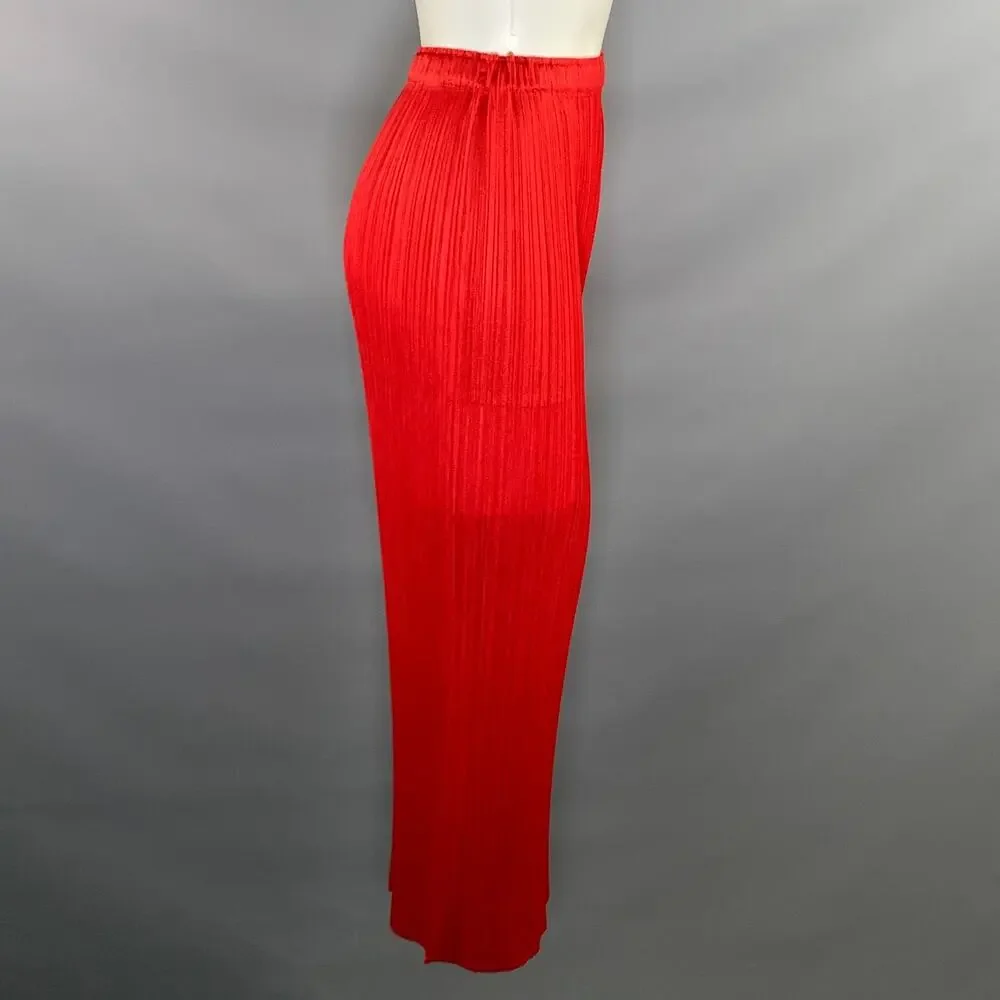 PLEATS PLEASE by ISSEY MIYAKE Size S Red Polyester Pleated Long Skirt